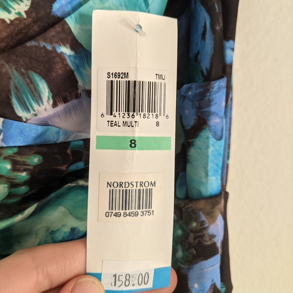 Ivy Blu Dark Floral V Neck Dress Sz 8 - Picture 7 of 9